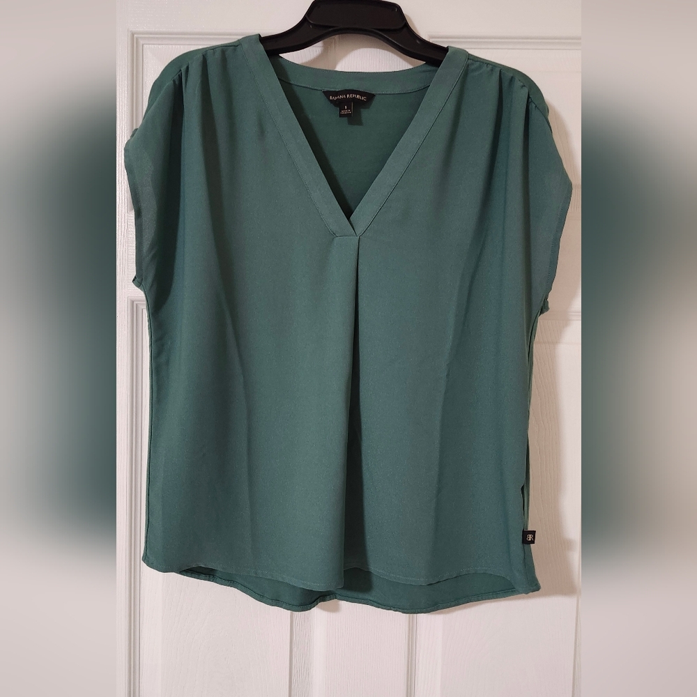 Banana Republic Teal V-Neck Blouse